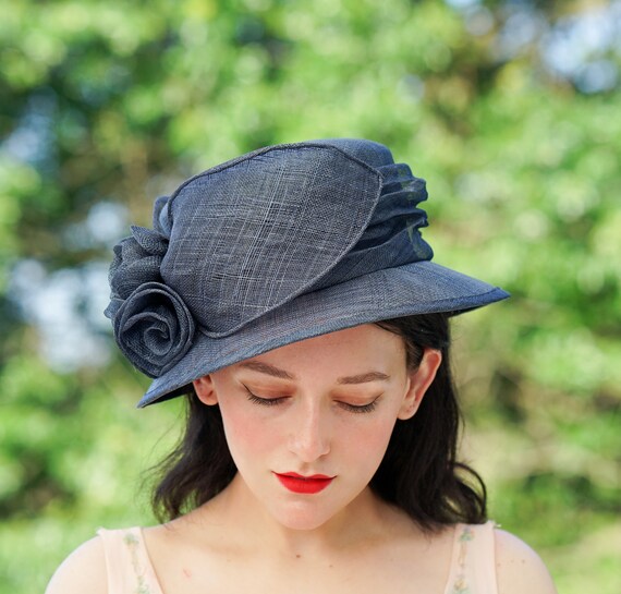 Vintage Straw Floral Bucket Hat, Vintage Church H… - image 3