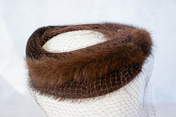 Vintage Fur Headband Hat with Veil, Whimsy Hat, 1… - image 7