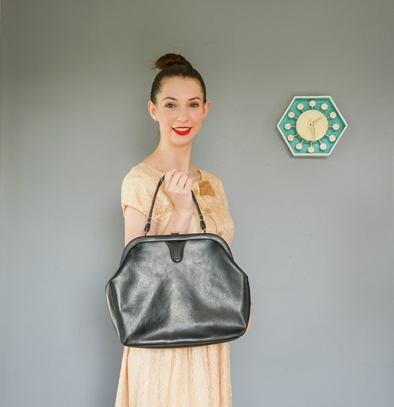 Borsa con cornice in finta pelle vintage Borsa degli anni 50 60