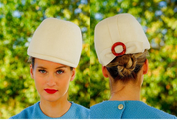 Vintage Fur Felted Cloche Hat, 1960s Mod Hat, Fur