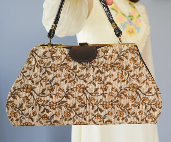 Vintage Reversible Tapestry Purse/ Three Way Hand… - image 2