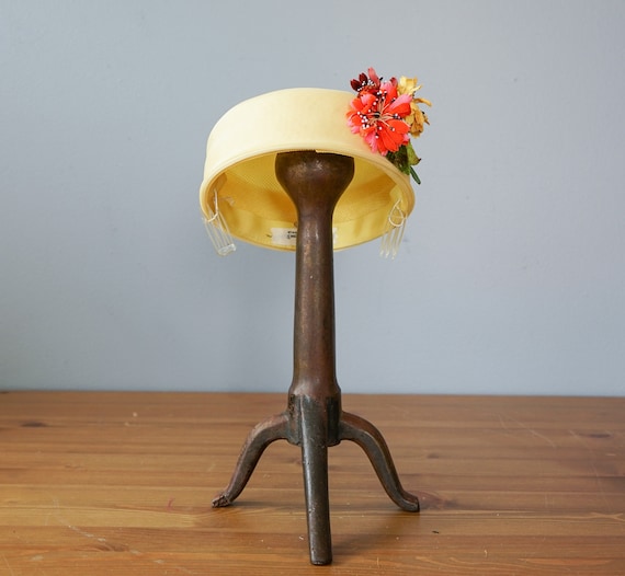 Vintage Floral Pillbox Hat, Half Hat, Vintage Hat… - image 4