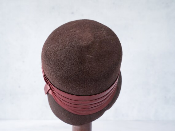 Vintage Wool Felt Bucket Hat, Cloche Hat, 1960s H… - image 8