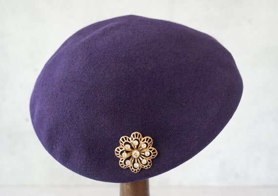 Vintage Wool Rhinestones Half Hat, Profile Hat, V… - image 8