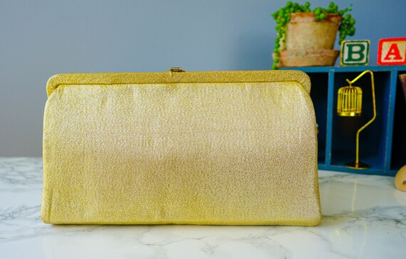 Vintage Lame Fabric Clutch Purse/ 1950s-60s Purse… - image 9