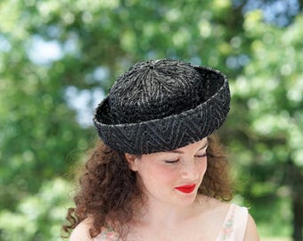 Vintage Straw Breton Hat, Women Bowler Hat, 1950s-1960s Retro Hat, Vintage Hat, Vintage Women Hat, Spring Summer Hat, Sun Hat, Preppy Hat