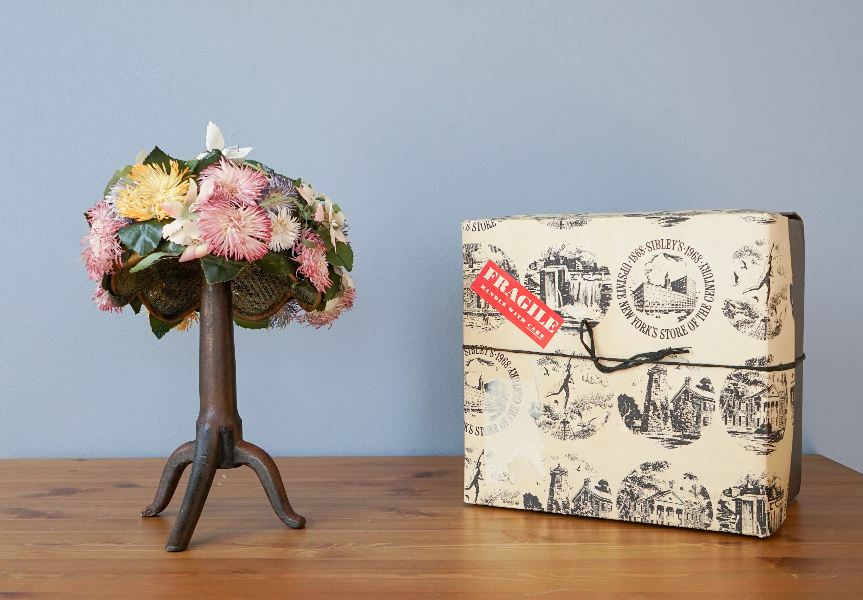 Vintage Christian Dior Floral Hat With Hatbox, Vintage Dior Hat