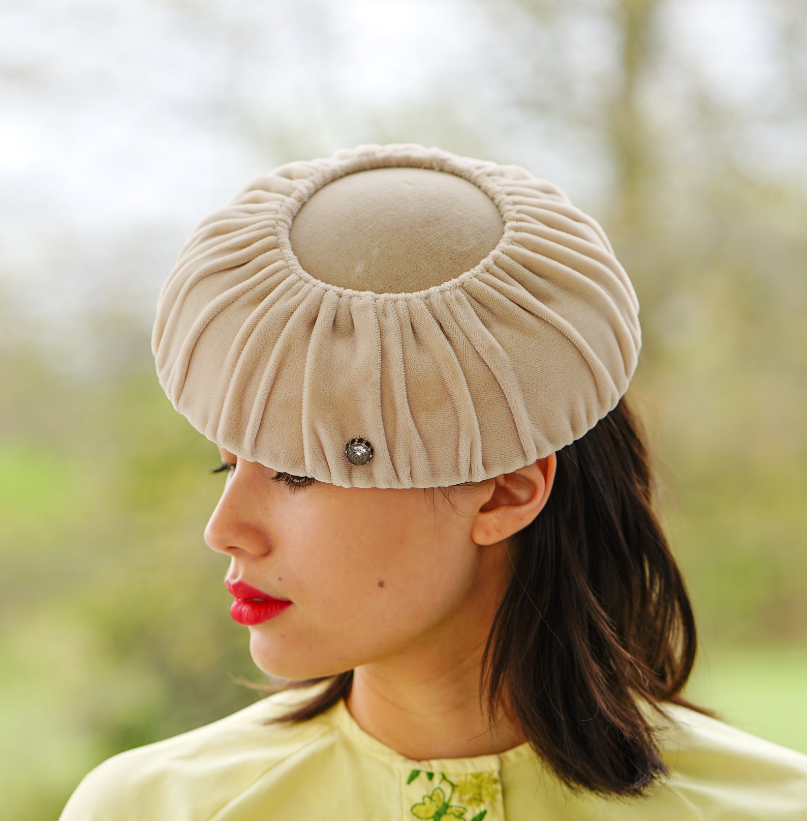 Vintage Velvet Cartwheel Hat Tilt Hat Saucer Hat 1940s50s Etsy