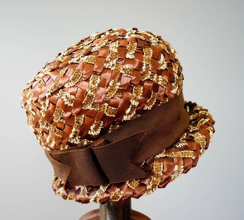 Tea Party Hat Vintage Straw Bucket Hat Summer Hat Cloche Hat Wedding Hat Mod Hat 1950s-1960s Hat Vintage Hat Vintage Millinery