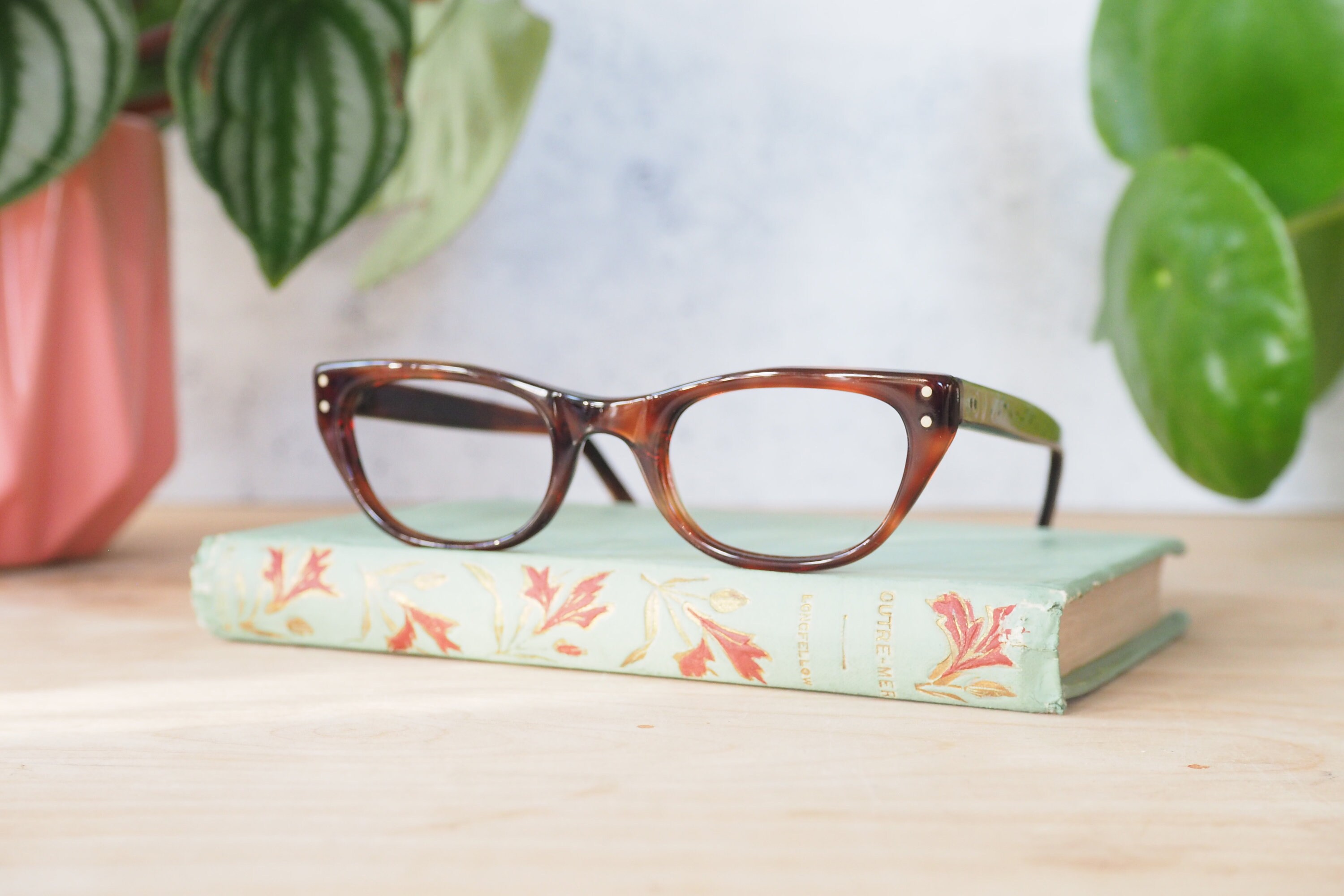 Vintage 1960s Cateye Eyeglasses France Brown Rockabilly Pin Up Retro Preppy Vintage Eyeglasses Cateye 1960 main image 4