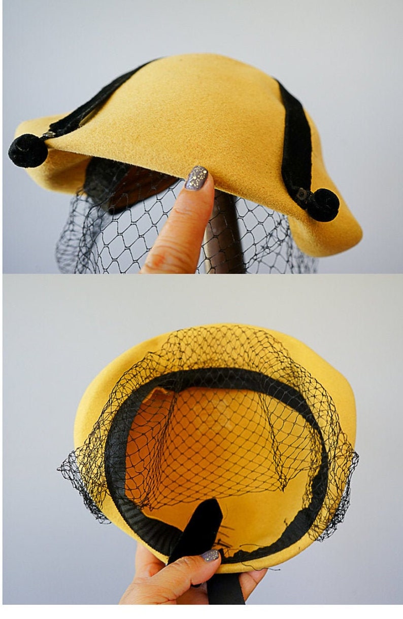 Vintage Wool Half Hat With Veil Vintage Hat 1950s Hat Etsy