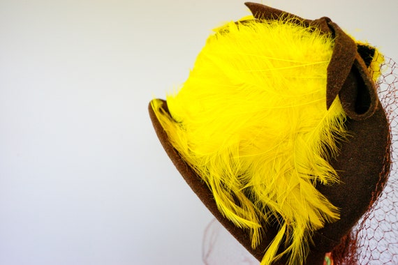 Vintage 1940s Suitor Hat with Feather, 1940s Hat,… - image 7