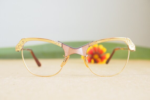 Vintage Eyeglasses Cat eye 1960's Cateye Made In … - image 4