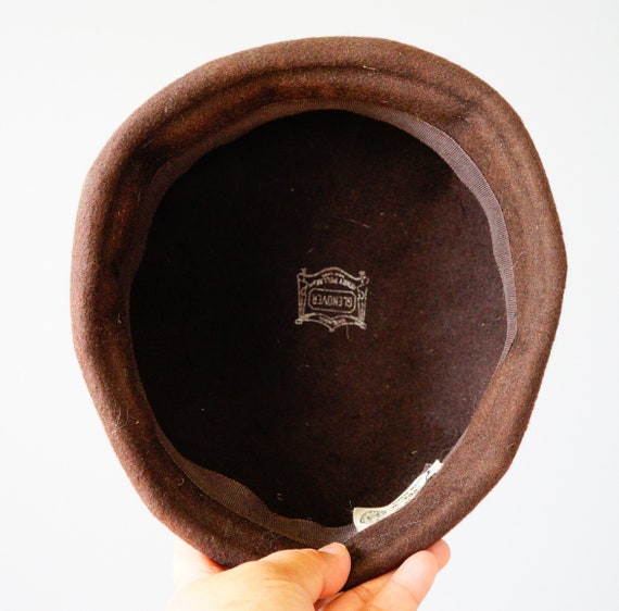 Vintage Brown Felted Wool Pillbox Hat 