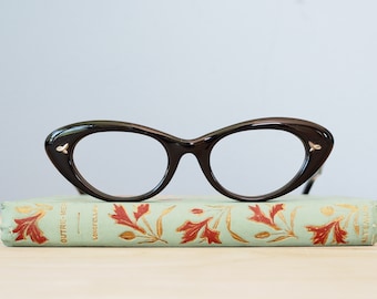 Vintage Eyeglasses 1960's Made In USA New Old Stock By Bausch And Lomb Ebony tone