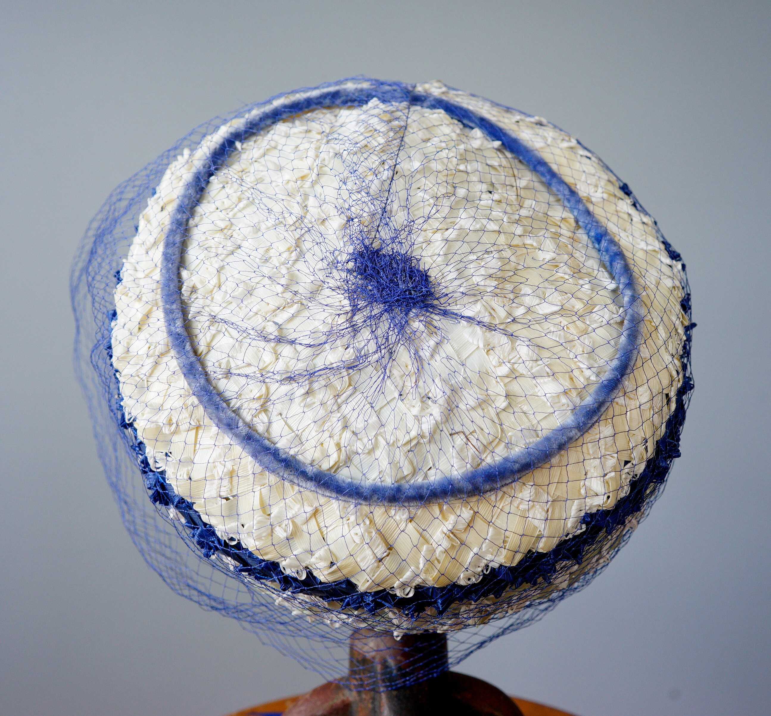 Vintage Straw Pillbox Hat With Veil, 1950s-1960s Hat 