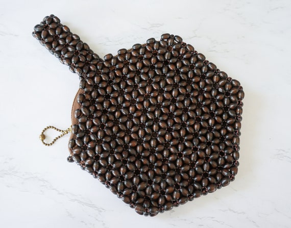 Vintage 1930s Czechoslovakia Wood Bead Bag/ Wrist… - image 7
