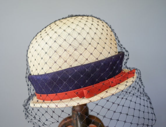 Vintage Straw Bucket Hat, Cloche Hat, 1950s-60s H… - image 7