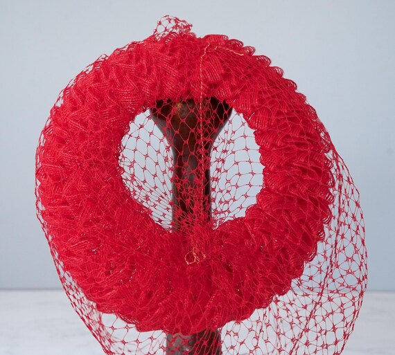 Vintage Ribbon Pillbox Veil Hat, 1950s-60s Hat, V… - image 8