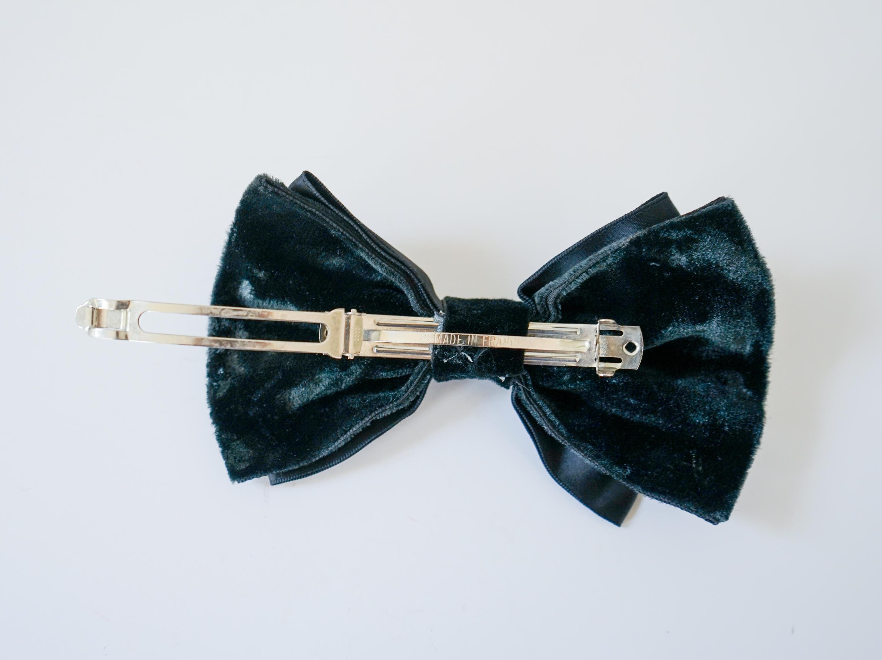 Vintage France Velvet Bow Hair Clip, Coquette Hair Bow 