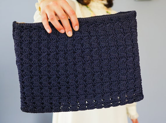 Vintage Crochet Corde Clutch Purse/ 1940s Purse/ … - image 2