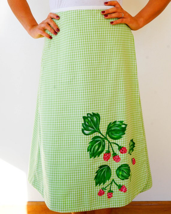 Free Shipping! Vintage Gingham Wrapped Skirt, Han… - image 2