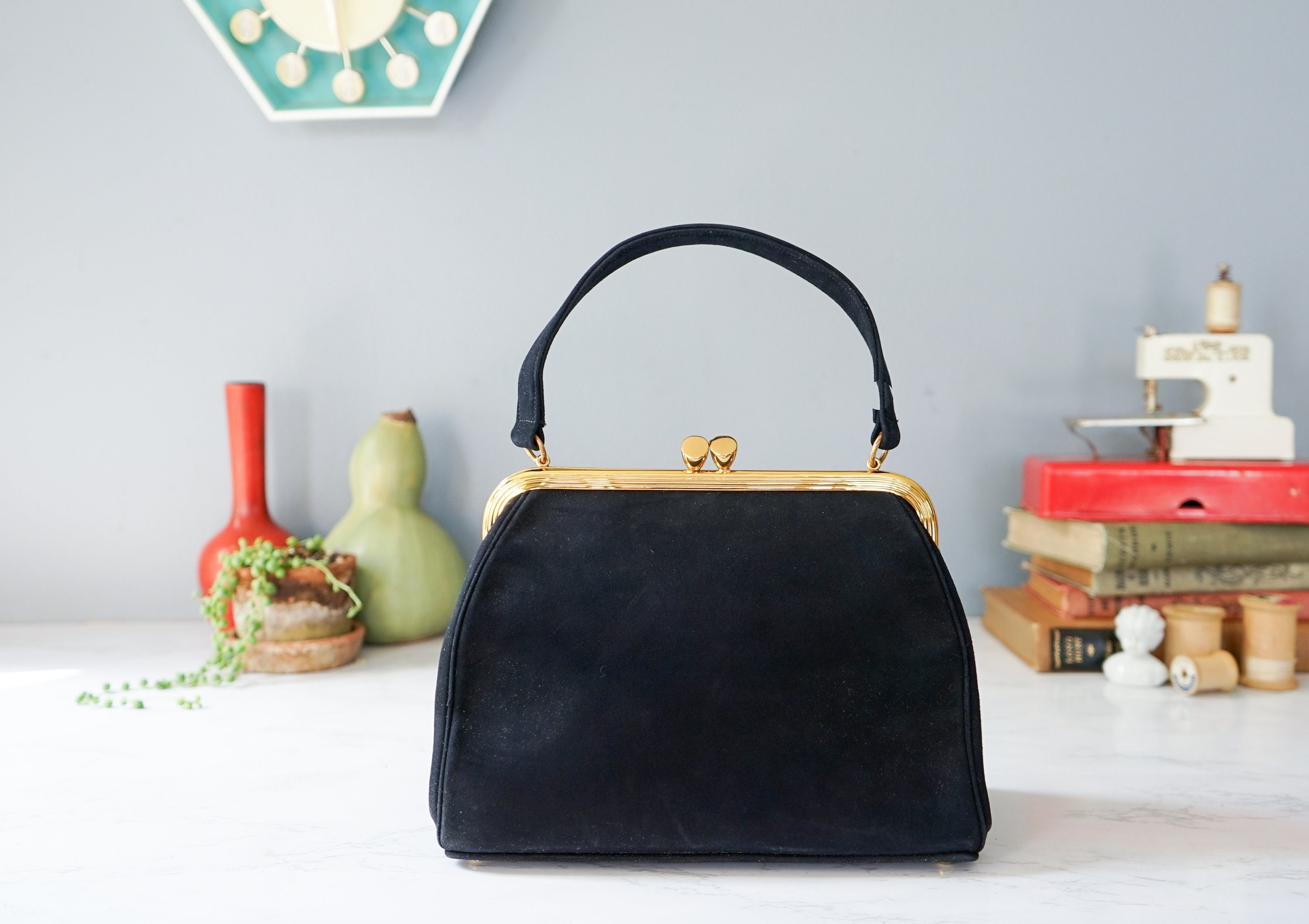 Vintage Bienen Davis Leather Frame Purse/ 1950s Purse