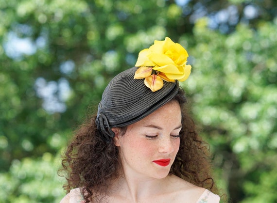 Vintage Floral Hat Vintage Floral Cloche Hat, Vintage Hat, 1950s-1960s Hat, Mod  main image 4