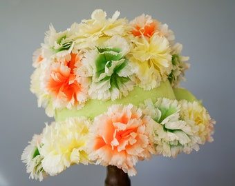 Vintage Floral Cloche Hat, Vintage Hat, 1950s-1960s Hat  display picture 3