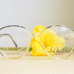 Vintage 1990s Eyeglass/Translucent/New Old Stock/ Frames/nice Shaped/Multicolor and clear Glasses by Lady Manhattan