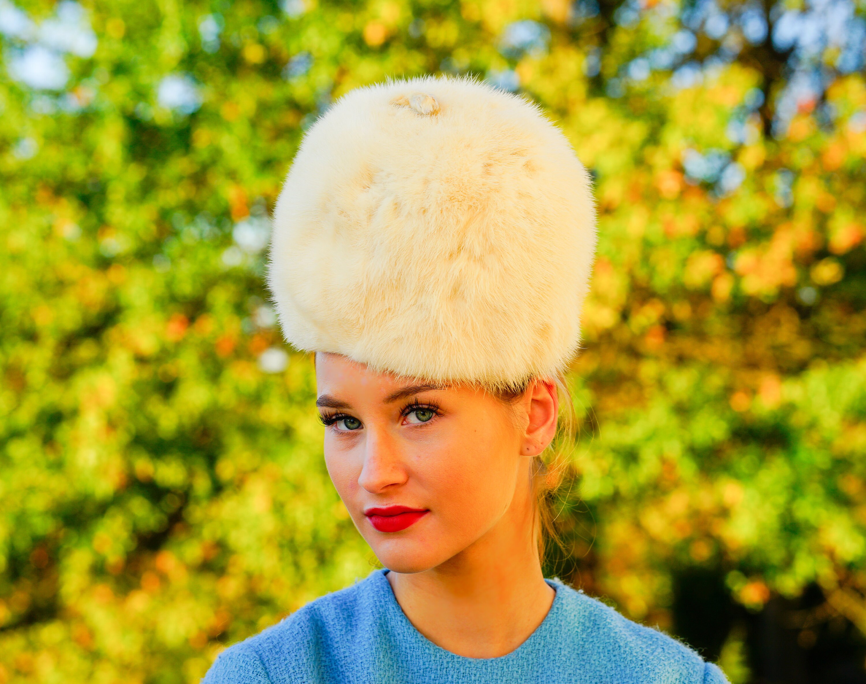vintage Genuine Fur hat so chic and fun Vintage Rabbit Fur Cossack Hat, Cloche Hat, Vintage Fur  main image 3