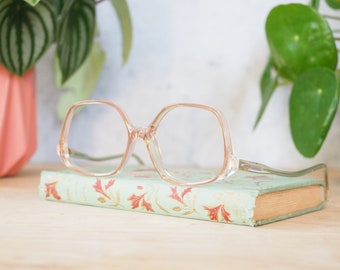 VINTAGE EYEGLASSES 1970's Frames/eyeglass/hipster/retro/disco Multicolor Brown and clear tone USA