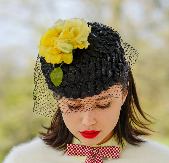 Vintage Floral Pillbox Hat, Vintage Hat, 1950s-60… - image 3