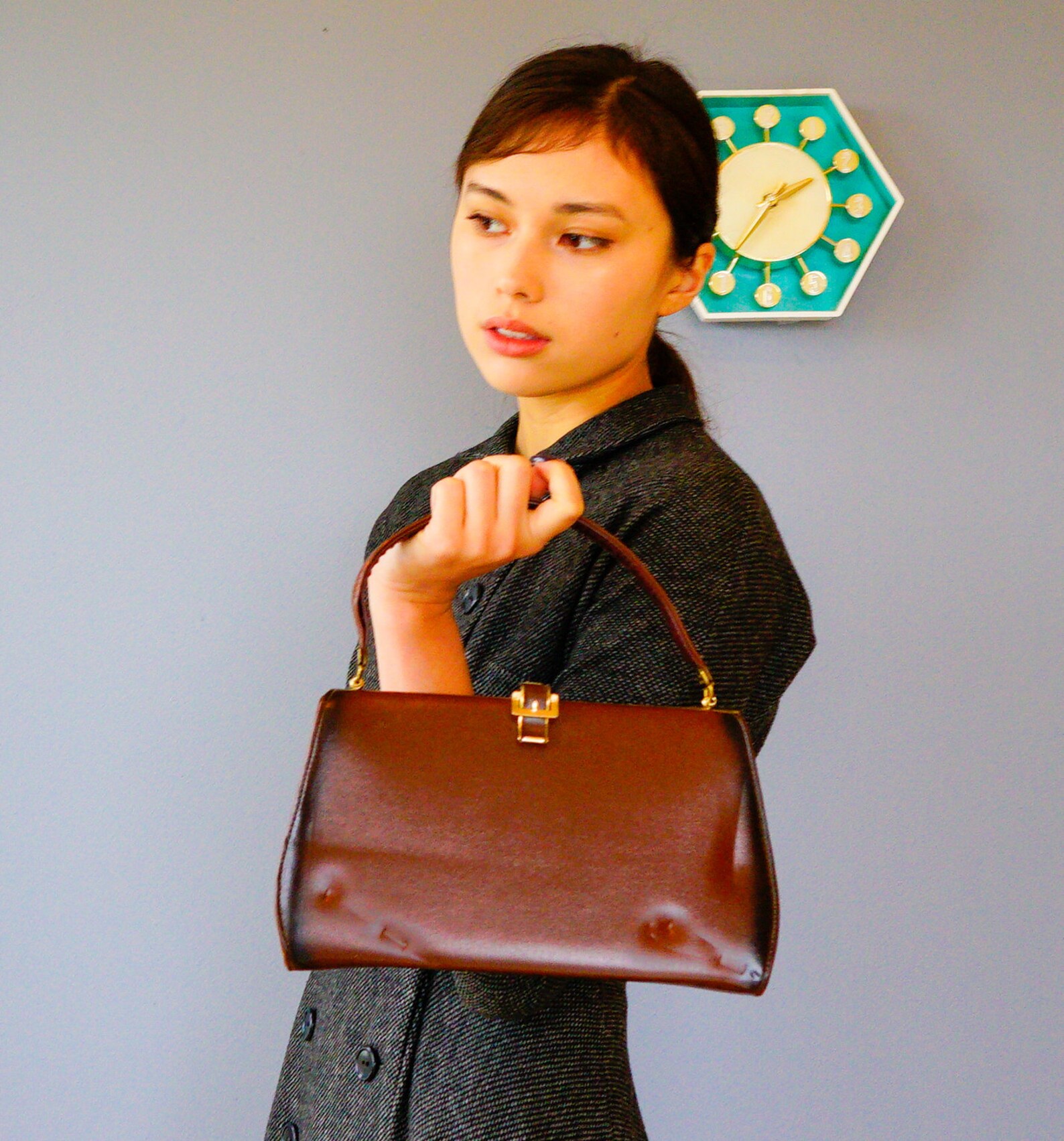 Vintage Faux Leather Framed Purse/ 1950s Purse/ Vintage Etsy