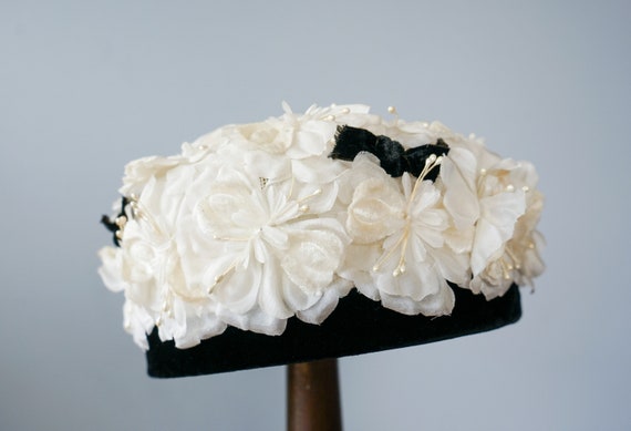 Vintage Floral Pillbox Hat, Vintage Hat, 1950s-60… - image 5