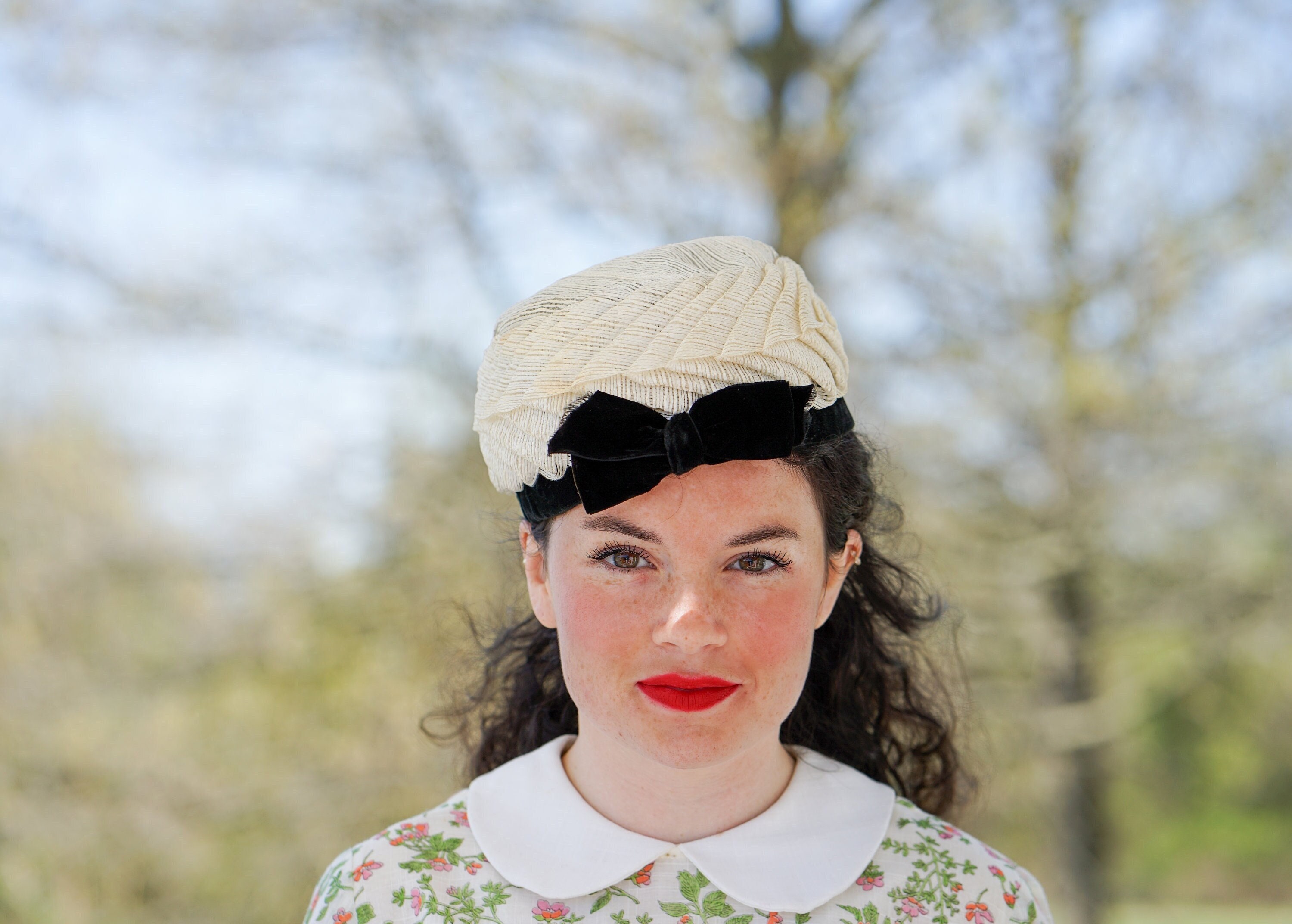 Vintage Chevron Straw Pillbox Hat, 1950s-1960s Hat, Vintage  display picture 2