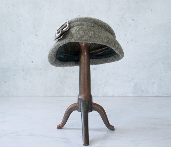Vintage Wool Felt Half Hat, Bucket Hat, 1950s-60s… - image 5