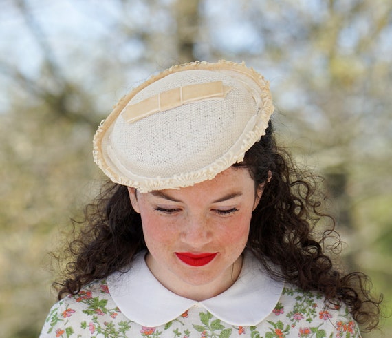 Vintage Lace Floral Half Hat, Vintage Hat, 1950s … - image 4