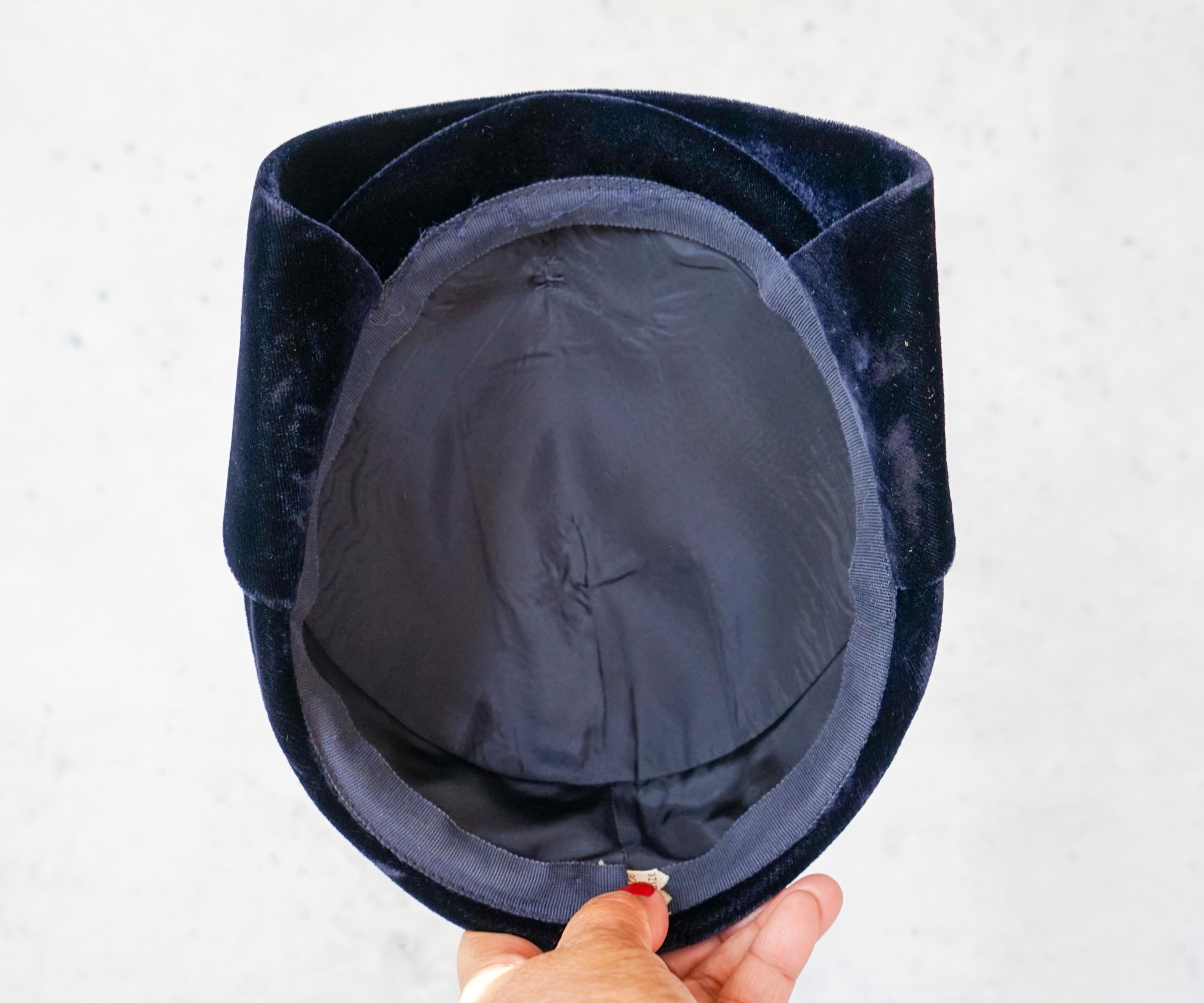 Vintage Velvet Bow Half Hat: 1950s Women Retro Midcentury 
