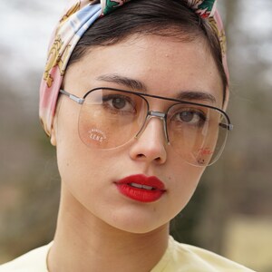 Vintage eyeglasses 1970&#39;s Frames/eyeglass/hipster/Aviator By Viva Made In Italy brown and silver