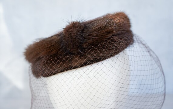 Vintage Fur Headband Hat with Veil, Whimsy Hat, 1… - image 6