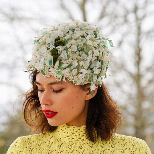 Vintage Lily of the Valley shops Cloche Hat, Floral Hat, Vintage Hat, 1950s-60s Hat, Women Hat, Tea Party Hat, Kentucky Derby Hat, Summer Hat