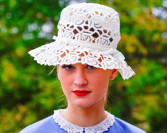 Vintage Lace Bucket Hat Cloche Hat 