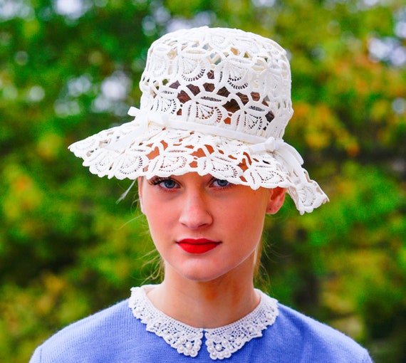 Vintage Lace Bucket Hat Cloche Hat 