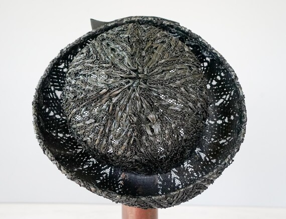 Vintage Straw Breton Hat, Women Bowler Hat, 1950s… - image 9