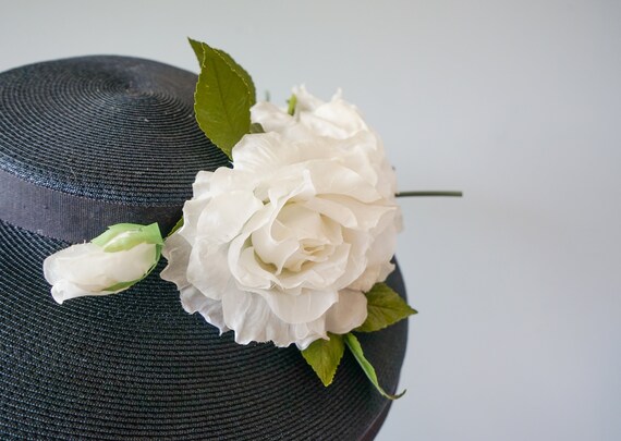 Vintage Floral Cartwheel Hat, Vintage Tilt Hat, 1… - image 9