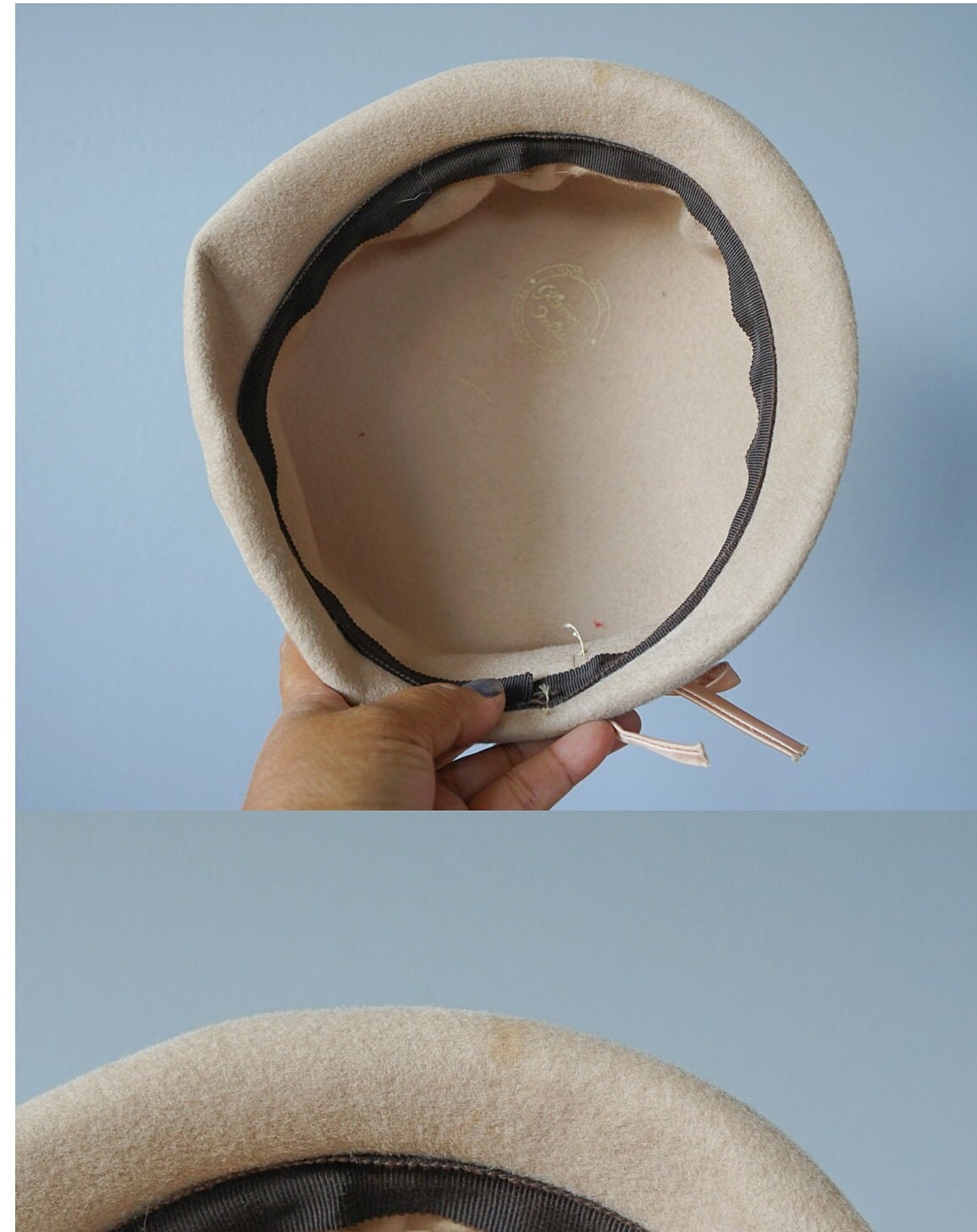 Vintage Wool Felt Bucket Hat, Cloche Hat, 1950s-60s Hat  display picture 2