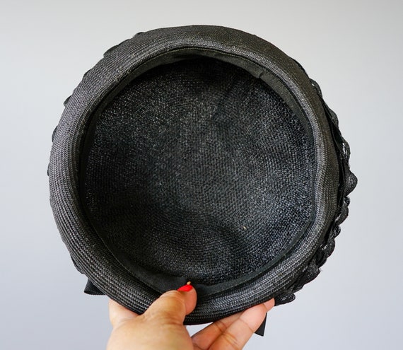 Vintage Straw Pillbox Hat, 1950s-60s Hat, Vintage… - image 10