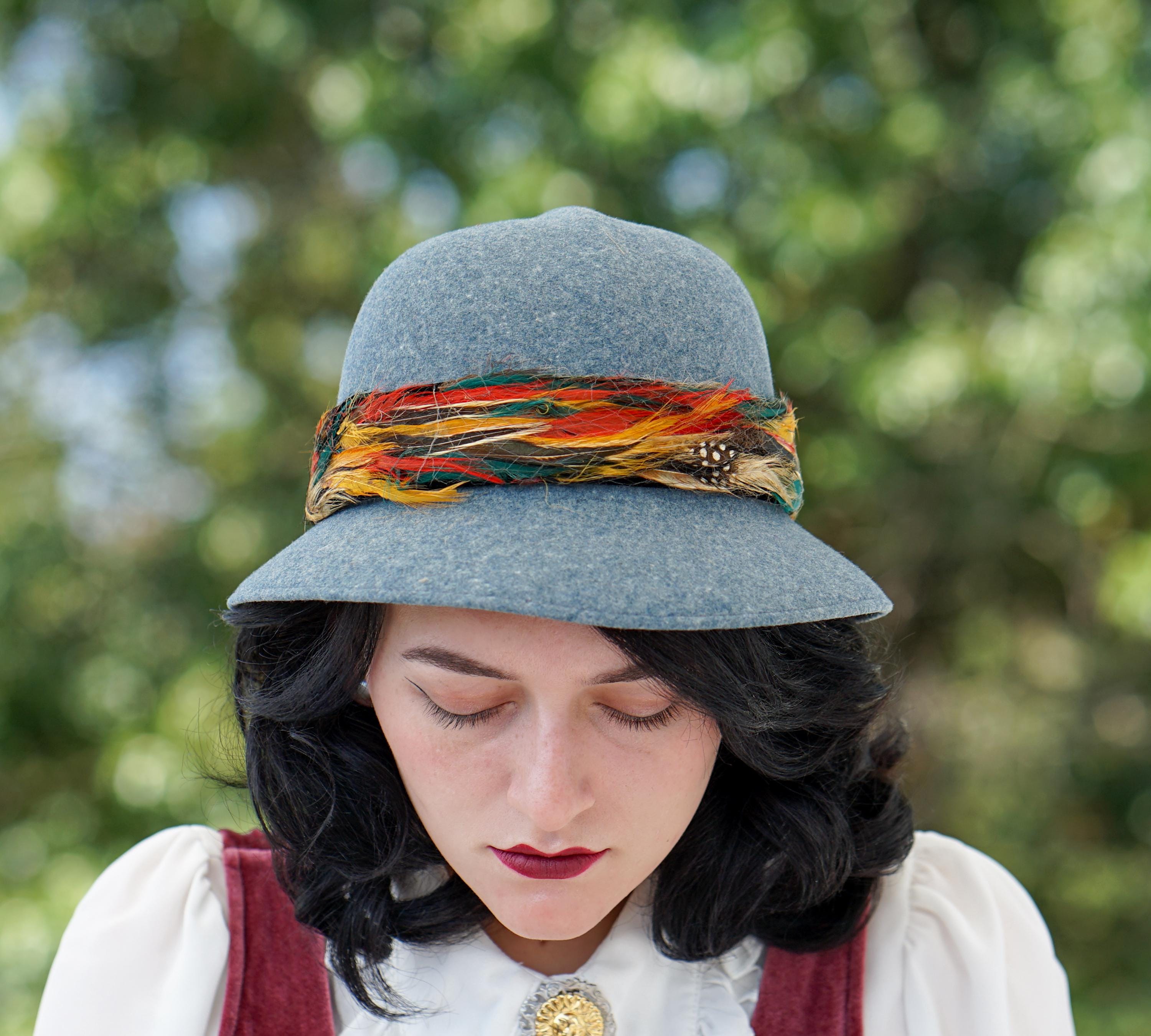 Vintage 50s Woolrich Bucket Hat Womens Size 7 1/8 Red Felt Wool Boho Outdoor Corduroy Wide Brim Sun Hat - Rust – Blue Corduroy main image 2