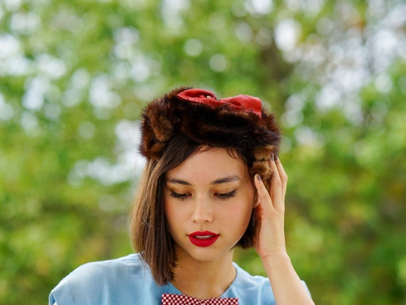 Vintage Fur Casque Hat, Vintage Headband, Half Hat